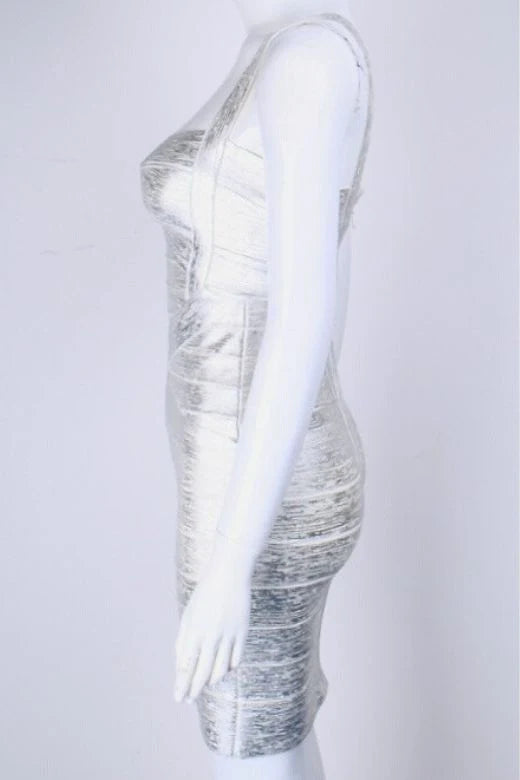 Heidi Bandage Mini Dress Silver