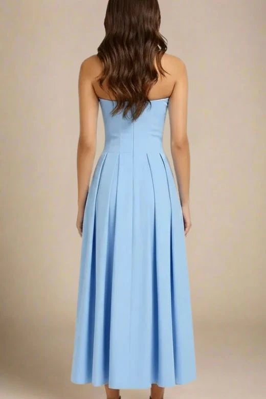 Capri Strapless Midi Dress Sky Blue