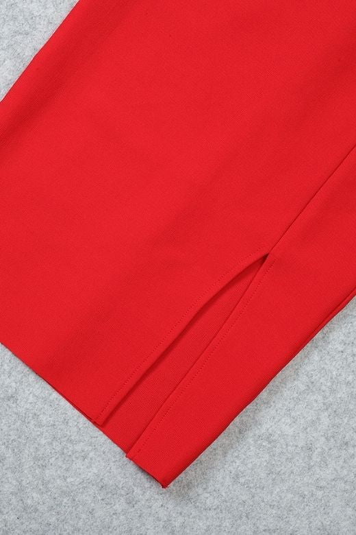 Luna Bodycon Midi Dress Lipstick Red