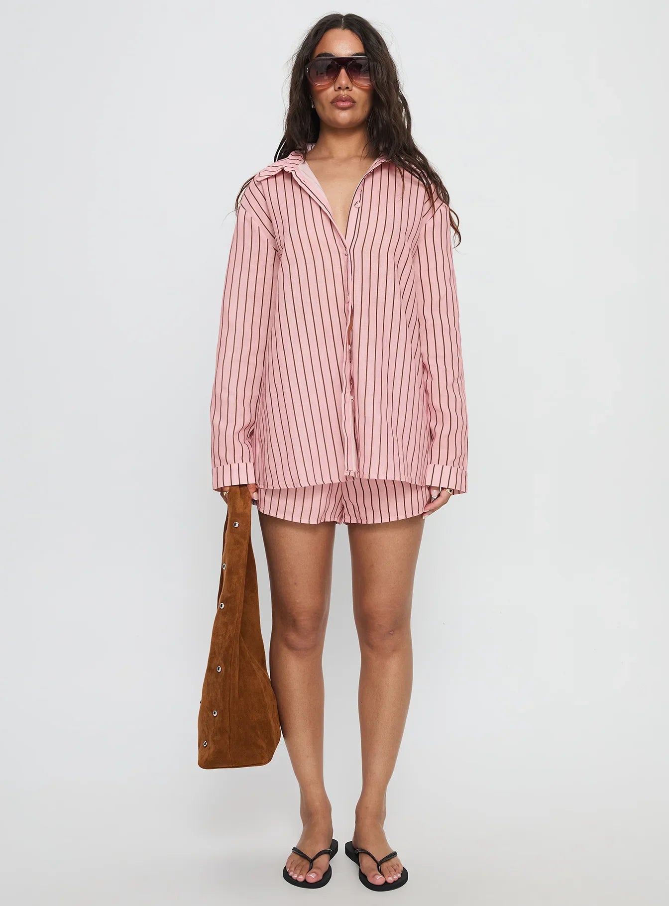 Chloe Set Pink Brown Stripe
