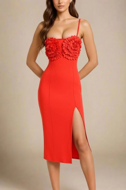 Faye Bandage Midi Dress Lipstick Red