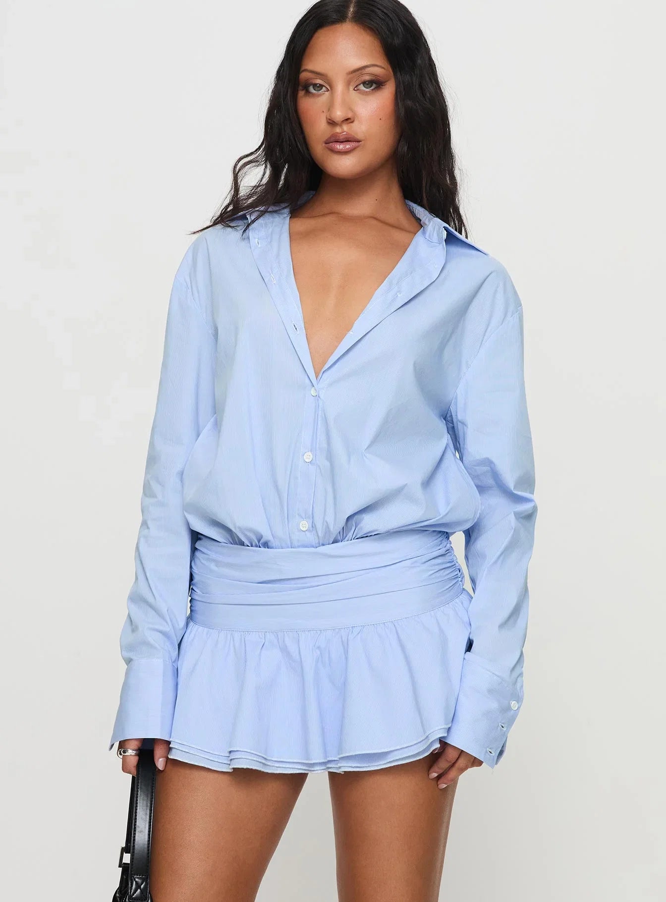 Girls Girls Girls Long Sleeve Mini Dress Blue