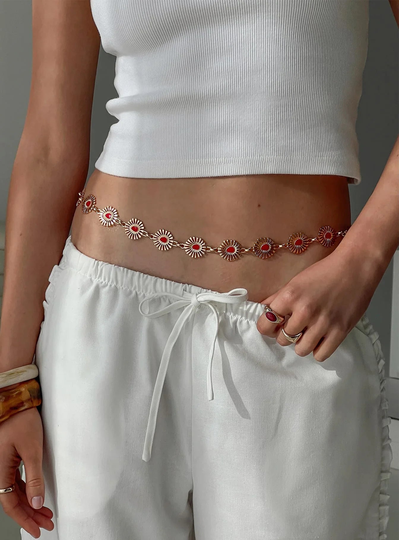 Royal Gleam Belt Gold Red