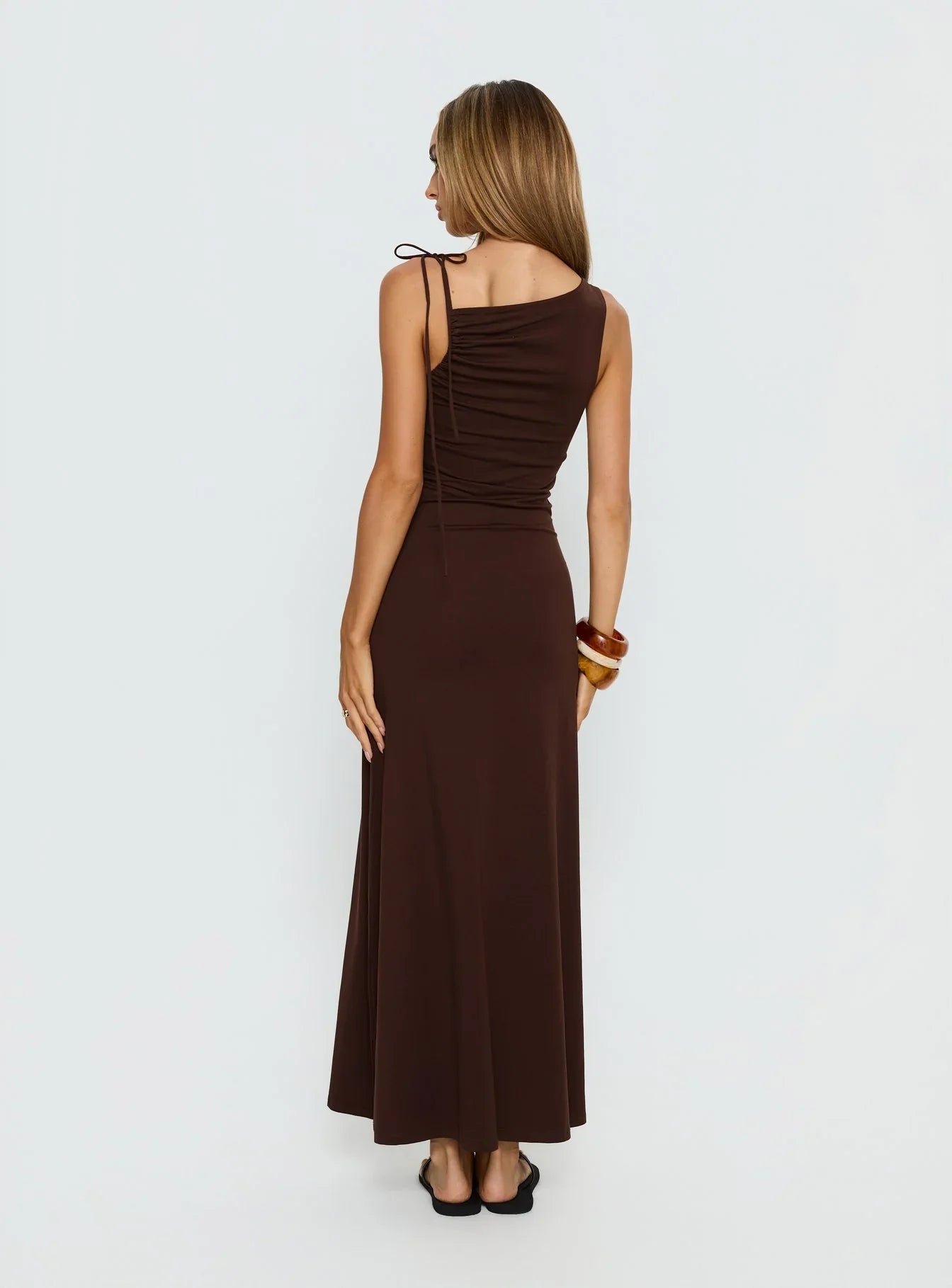 Lorinna Tie Shoulder Maxi Dress Brown