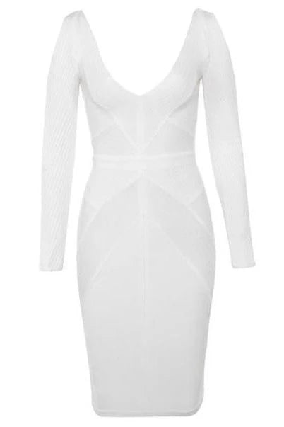 Coco Long Sleeve Bandage Dress White Pearl Sale
