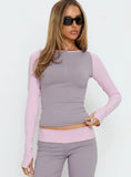 Kobee Jersey Long Sleeve Layering Top Slate Dusty Pink