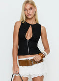 Heleena Zip Through Top Black