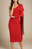 Lela Long Sleeve Bandage Midi Dress Lipstick Red
