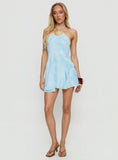 Myka Shell Halter Mini Dress Blue Floral