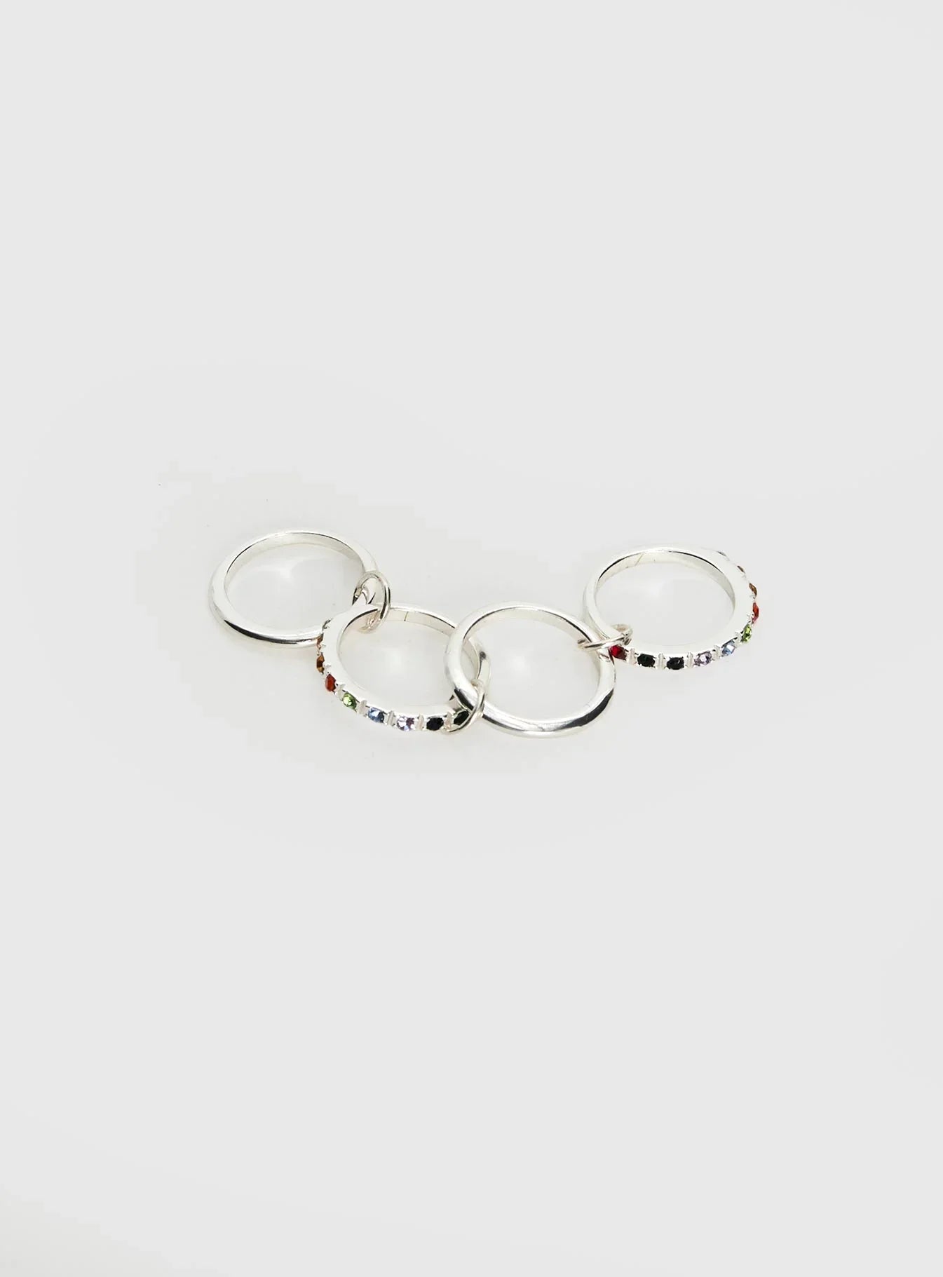 Leanah Stacked Gemstone Ring Silver