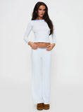Whimsie Long Sleeve Sleep Top Blue White