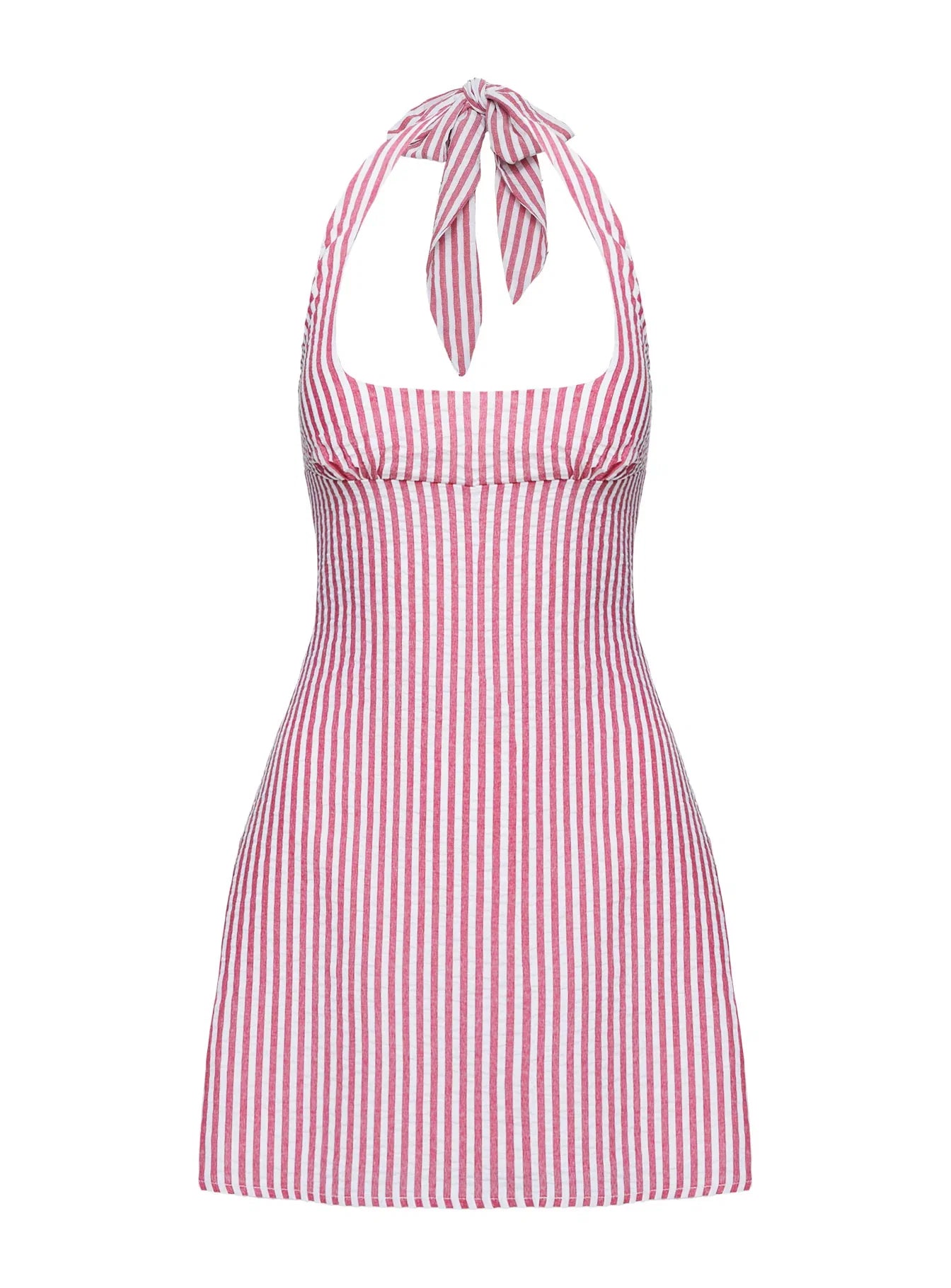 Kalico Halter Mini Dress Red White Stripe
