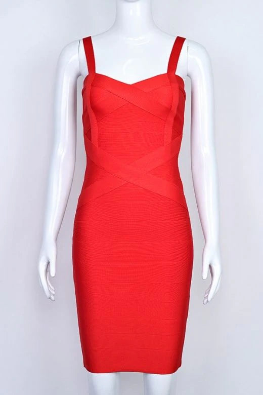 Heidi Bandage Mini Dress Lipstick Red