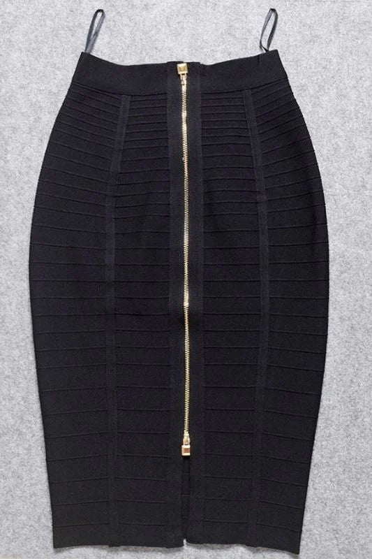 Leni Bandage Top and Knee Length Skirt Set Classic Black