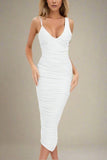 Adele Bodycon Wrap Midi Dress White Pearl