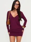 Mihiro Plunge Mini Dress Jersey Deep Purple