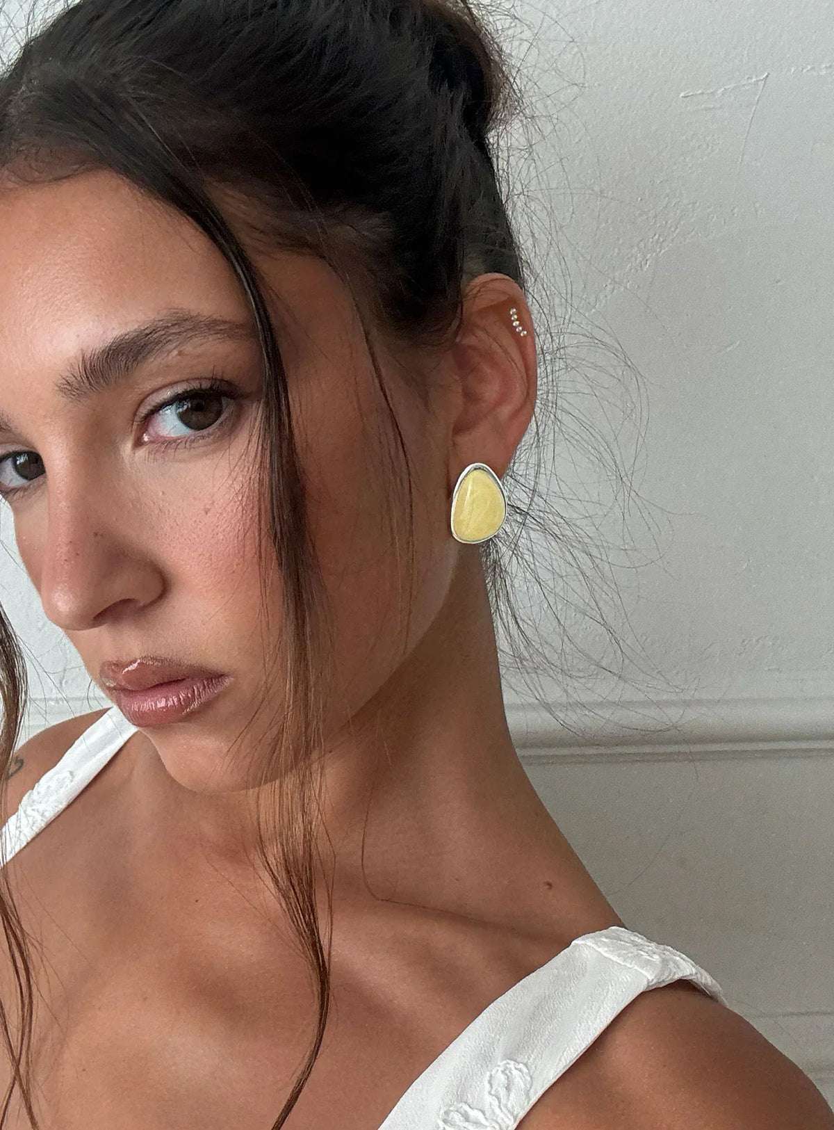 Vanita Earrings Silver Yellow