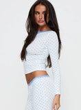 Whimsie Long Sleeve Sleep Top Blue White