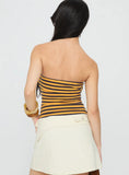 Ravon Ring Detail Strapless Top Yellow Stripe