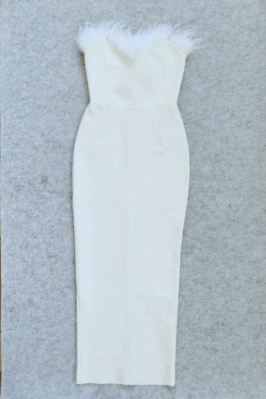 Erin Bandage Maxi Dress White Pearl