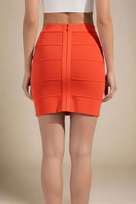High Waist Bandage Mini Skirt Lipstick Red