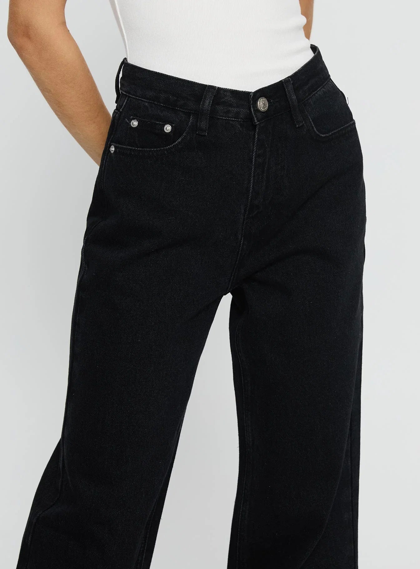 Maple Mid Rise Flare Washed Black