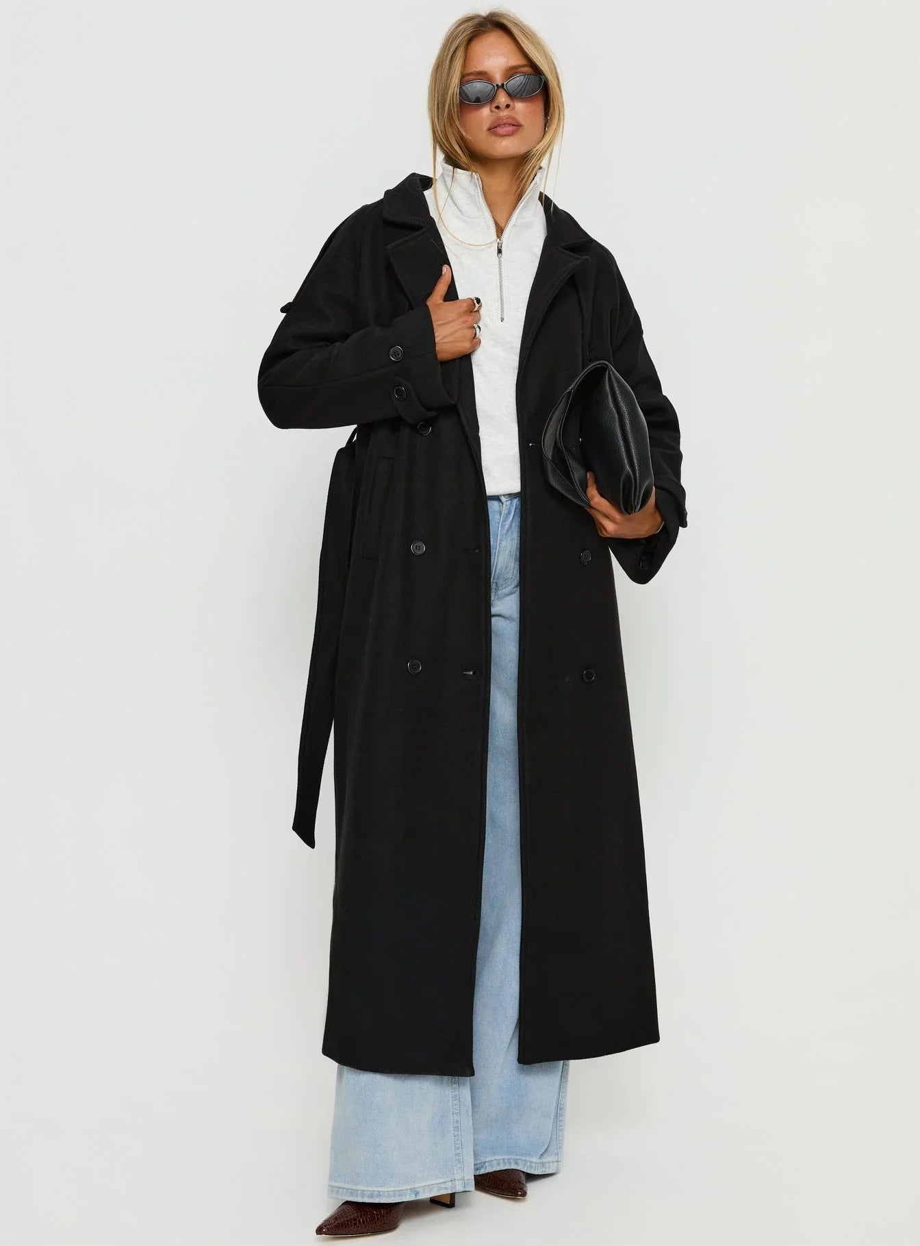 Rylanne Longline Trench Coat Black