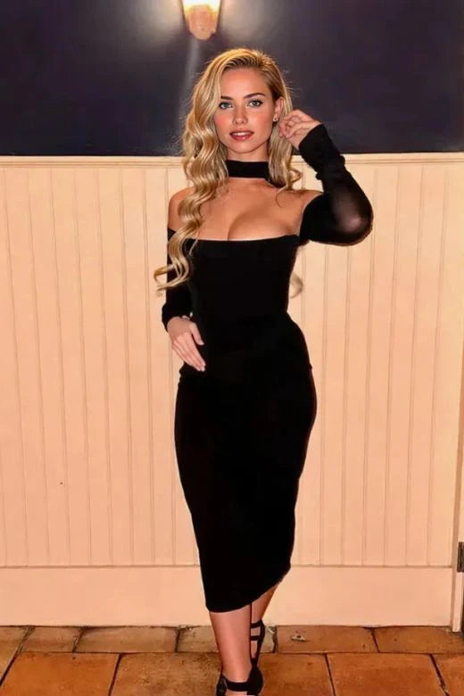 Lillian Bodycon Midi Dress Classic Black Sale