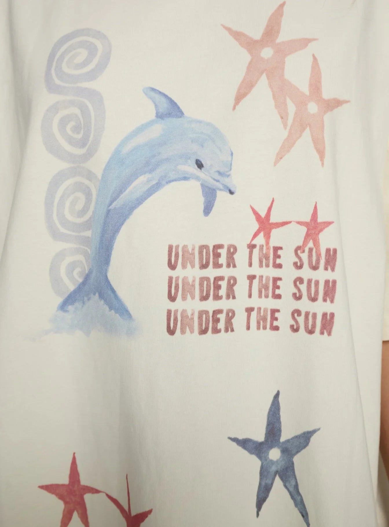 Under The Sun Oversized Graphic Tee Washed Cream