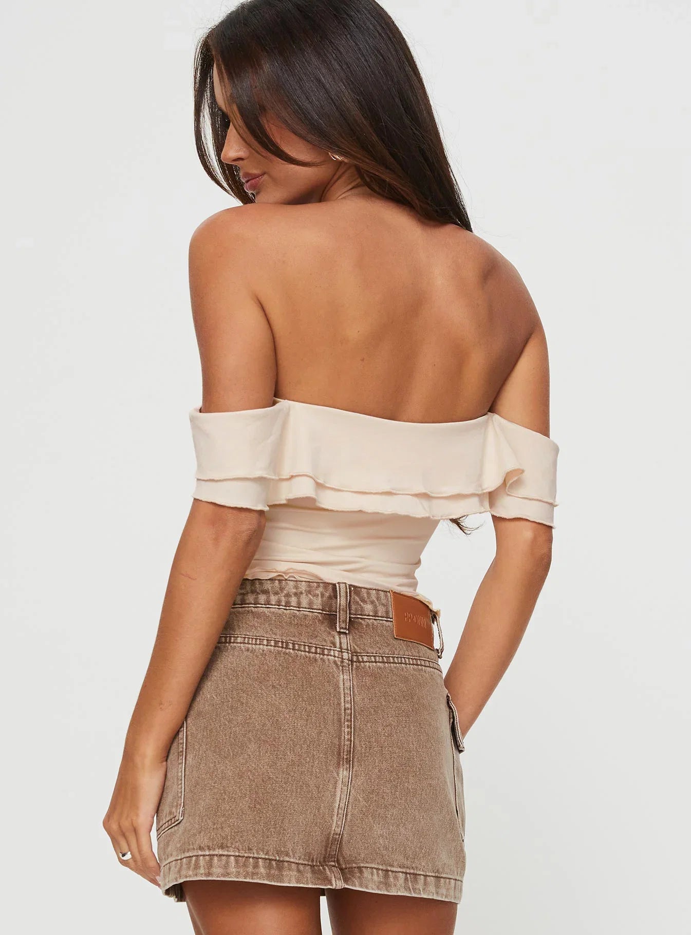 Flutter Frills Top Beige