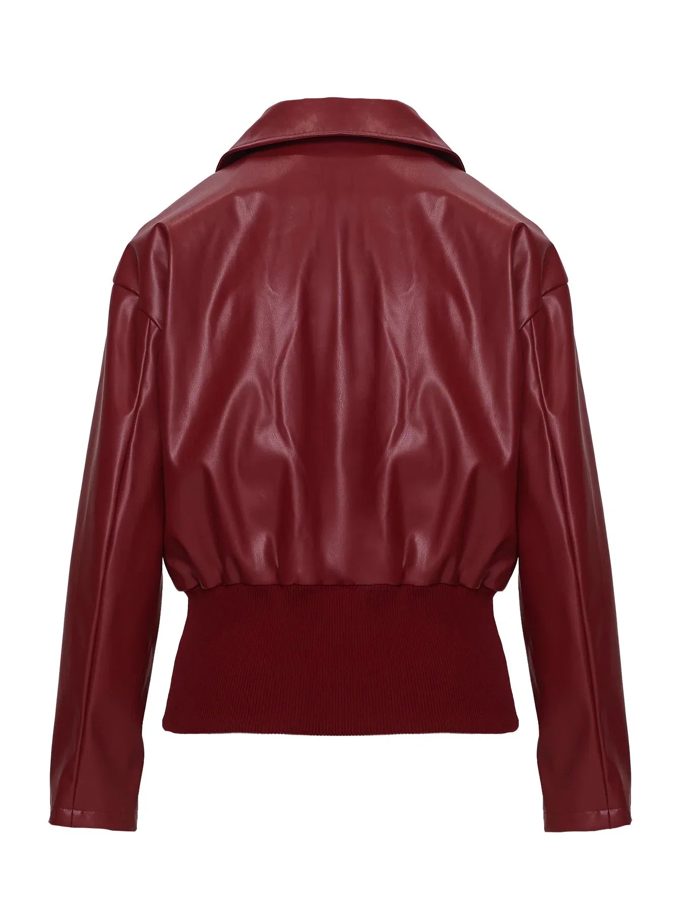Radio On Blast Faux Leather Bomber Jacket Red