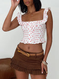 Isadoria Frill Top White / Red Polka