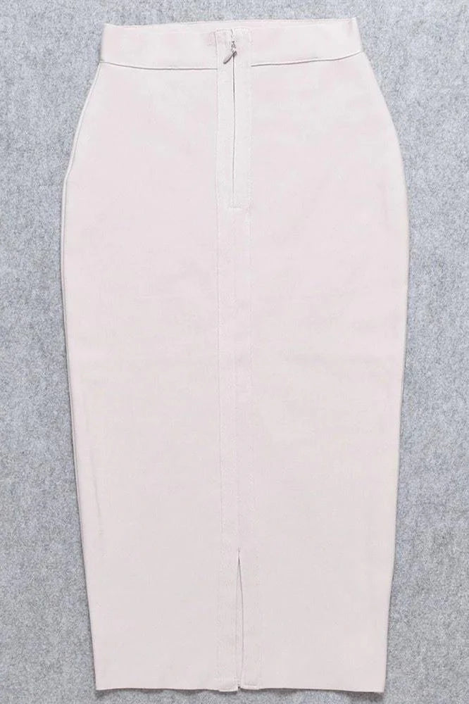 Pencil High Waist Bandage Midi Skirt Cream