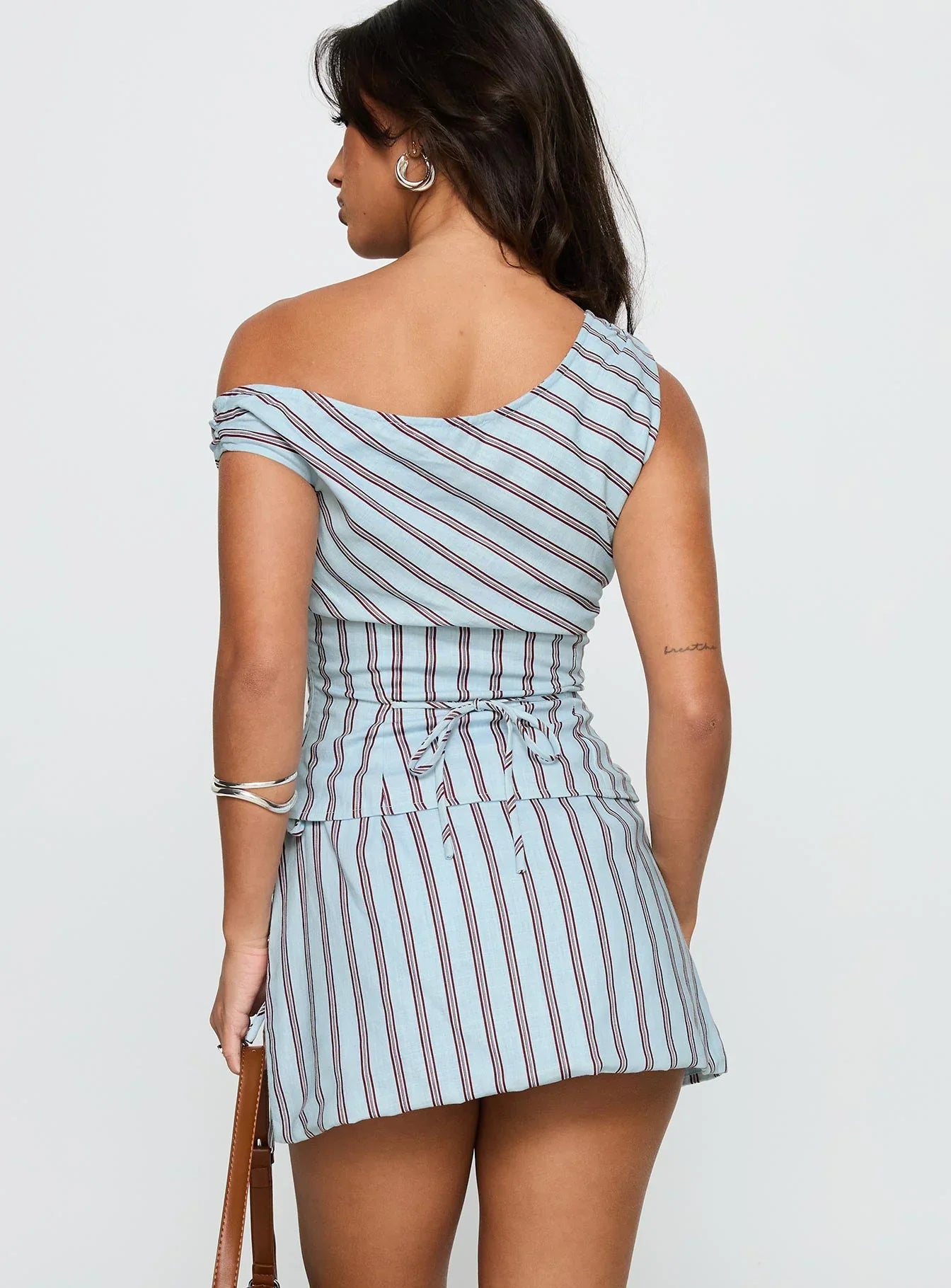 Gulliver Tie Side Mini Skort Blue Maroon Stripe