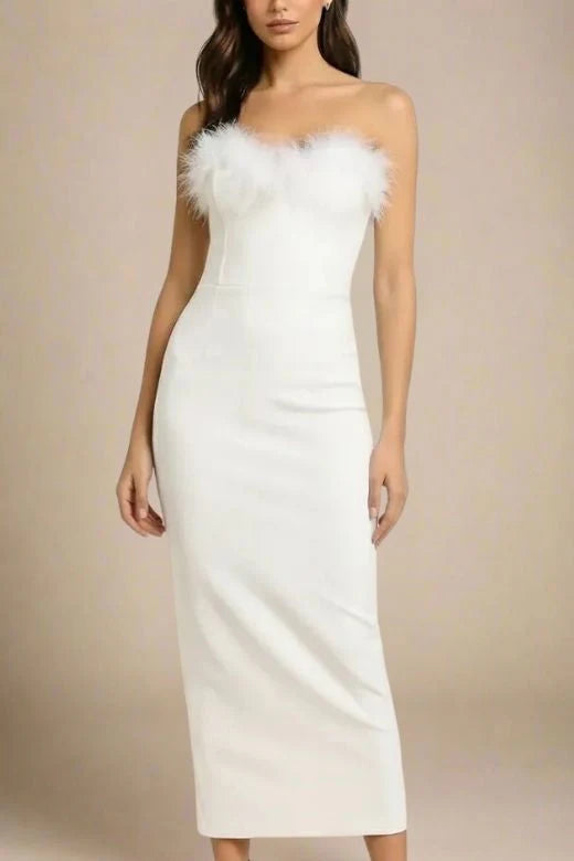 Erin Bandage Maxi Dress White Pearl