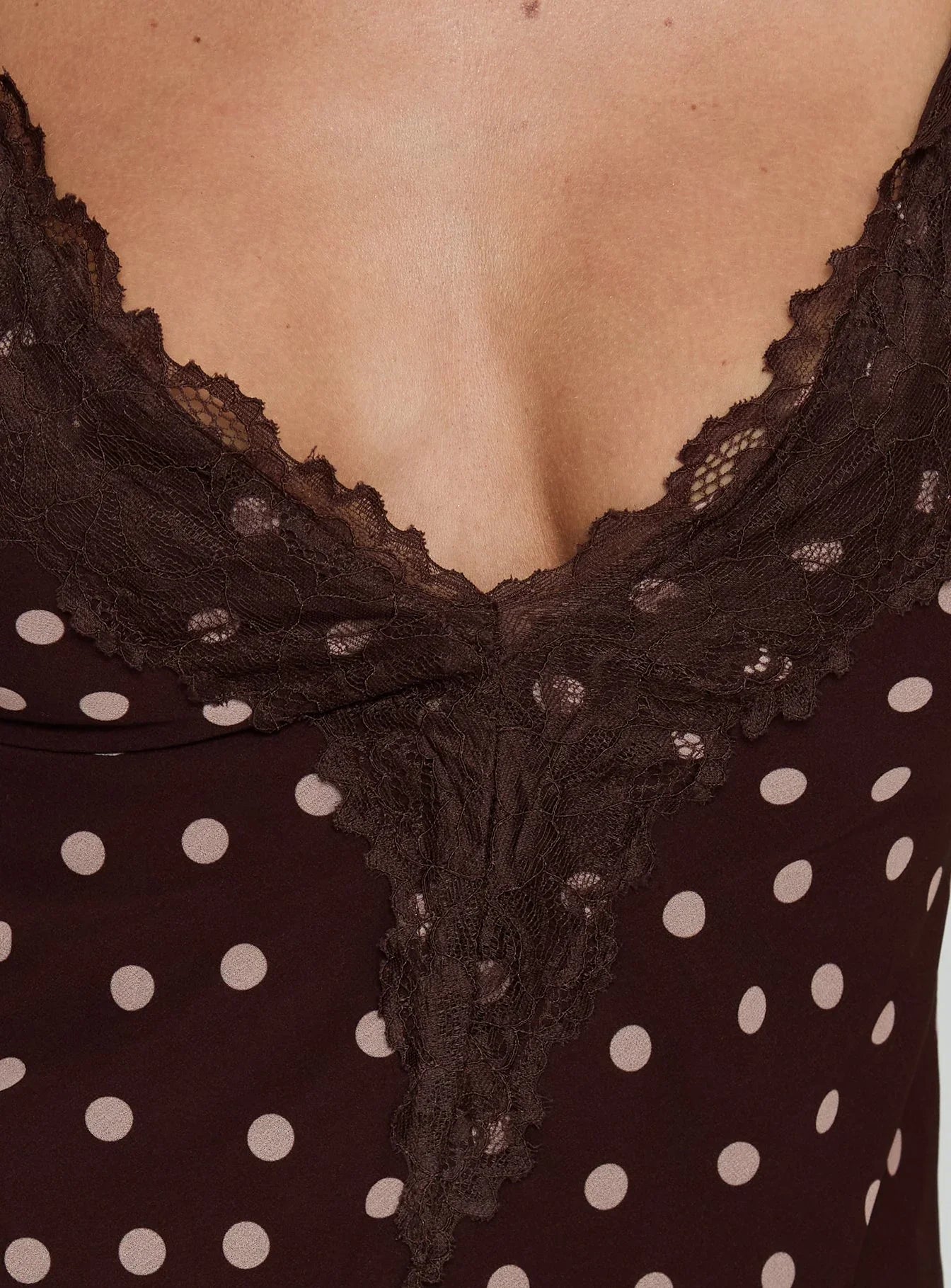 Call My Lover Lace Cami Top Brown Polka