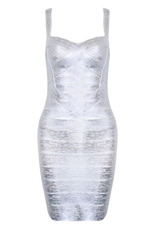 Heidi Bandage Mini Dress Silver