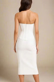 Miles Bodycon Midi Dress Pearl White