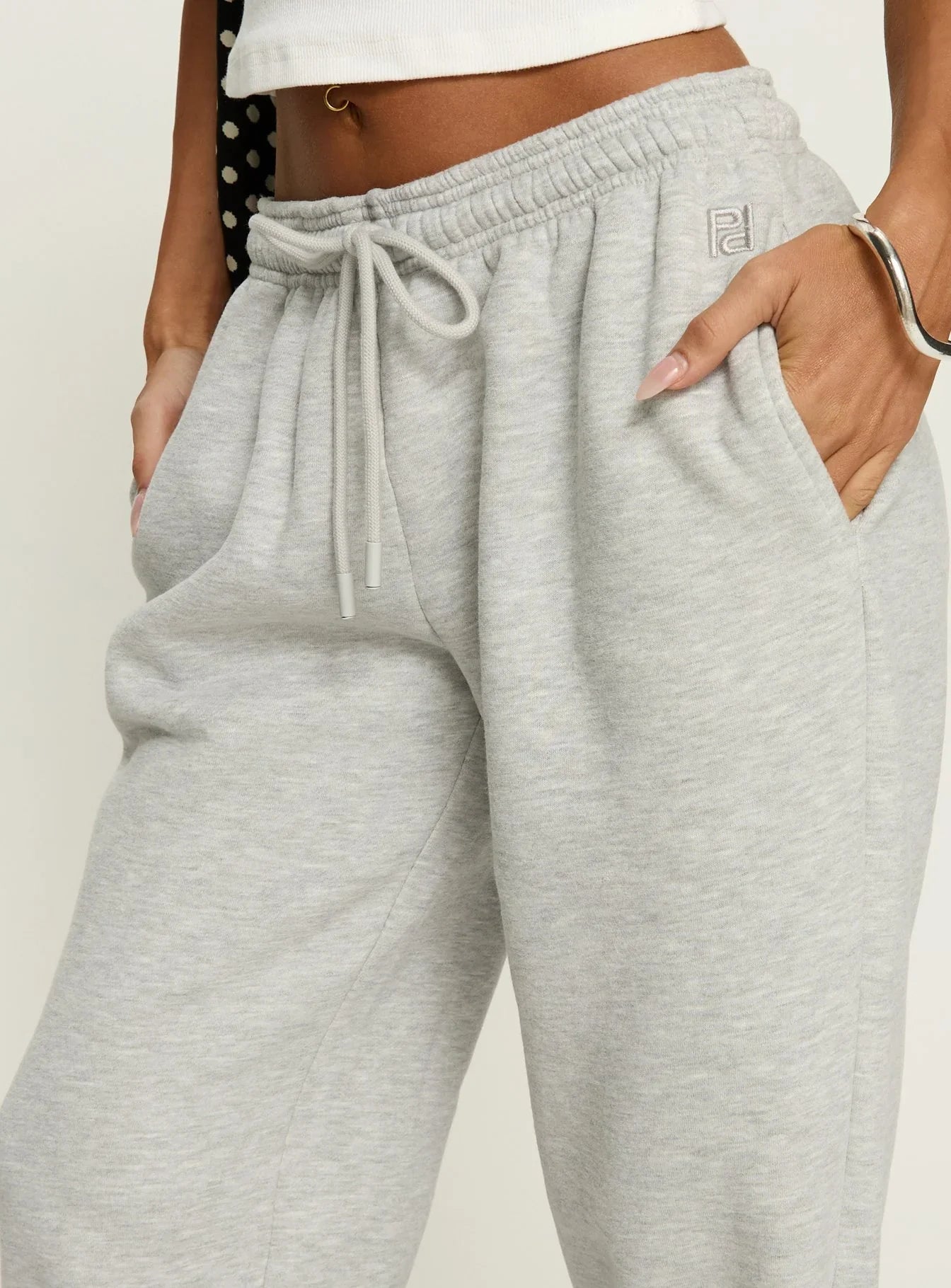 Caspa Dream Fleece Oversized Ankle Cuff Jogger Grey Marle