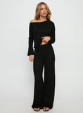 Jaede Off Shoulder Knit Sweater Black