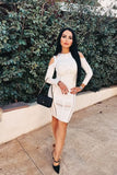Amelia Long Sleeve Bandage Dress White Pearl Sale