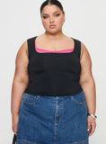 Back In Time Top Black Pink Lace Curve