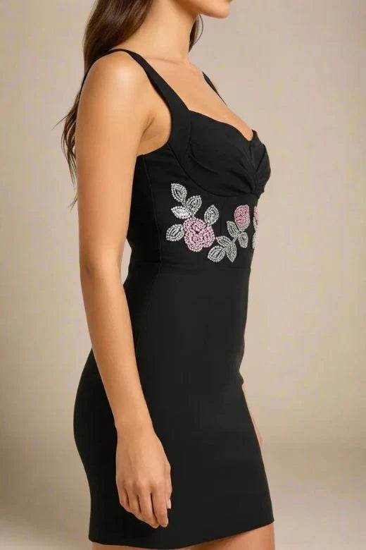 Livia Wrap Bodycon Mini Dress Classic Black
