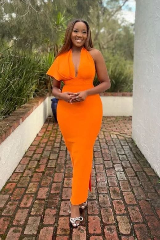 Blake Bandage Maxi Dress Apricot Orange Sale