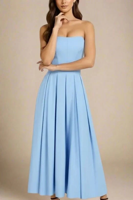Capri Strapless Midi Dress Sky Blue