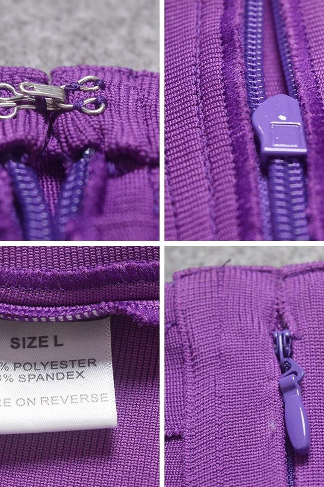 Pencil High Waist Bandage Knee Length Skirt Plum Purple