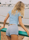 Peachy Baby Graphic Top Blue