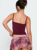 Spring To Summer Lace Trim Cami Top Plum