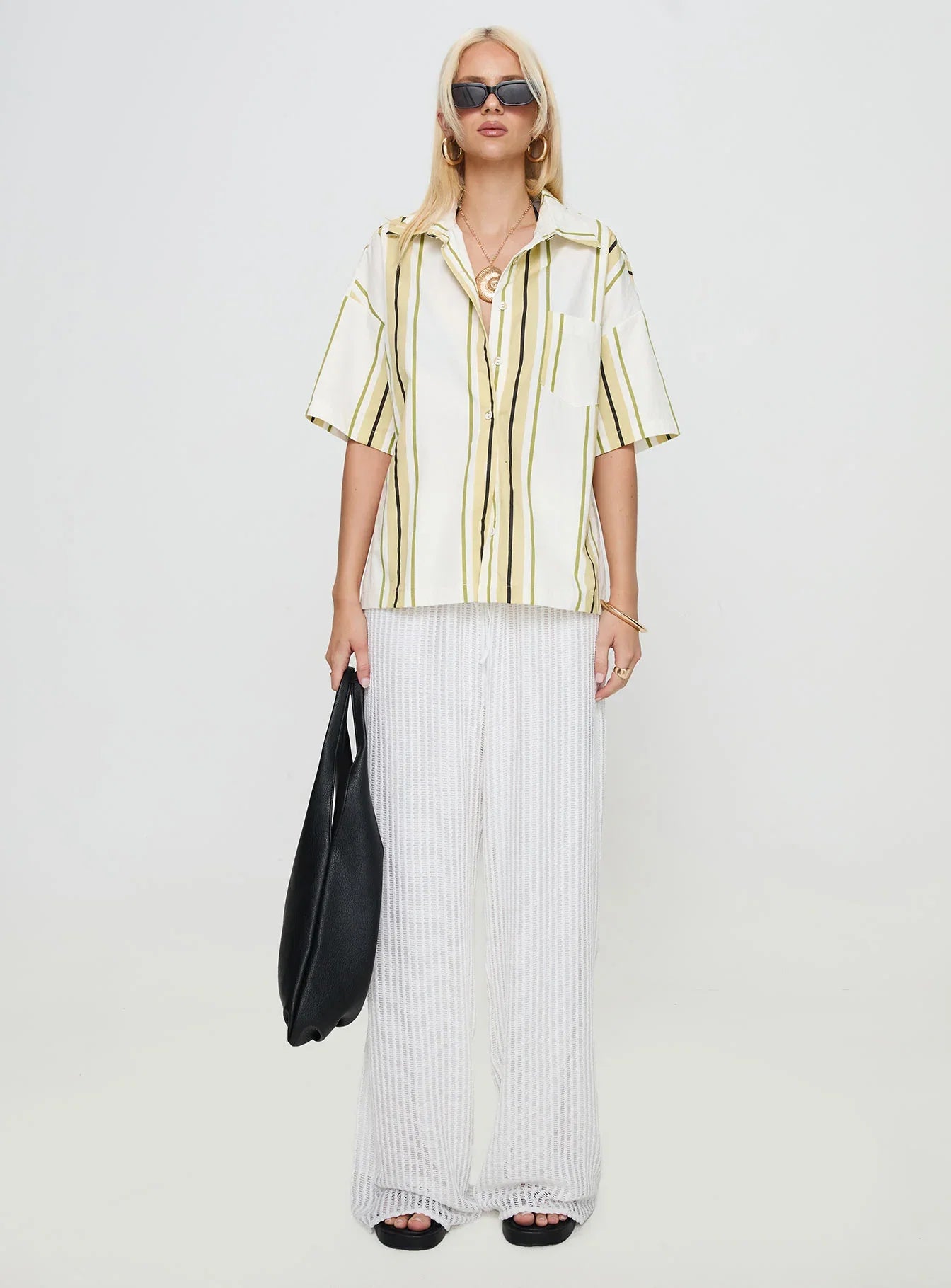 Karyn Top White Yellow Stripe