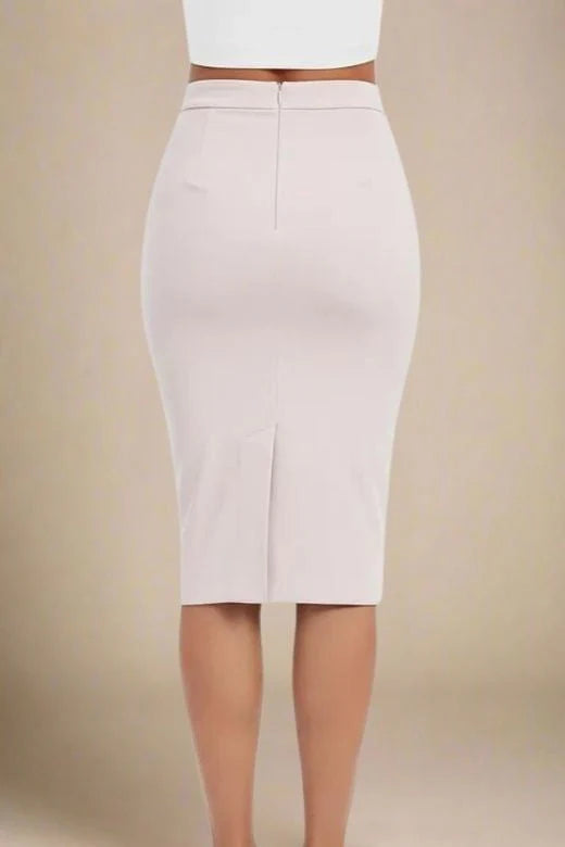 Pencil High Waist Bandage Midi Skirt Cream